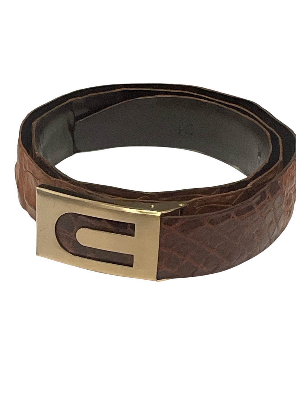 Jacob Genuine Crocodile Skin Belt Size 40 Brown Exotic Leather Gold Tone Buckle